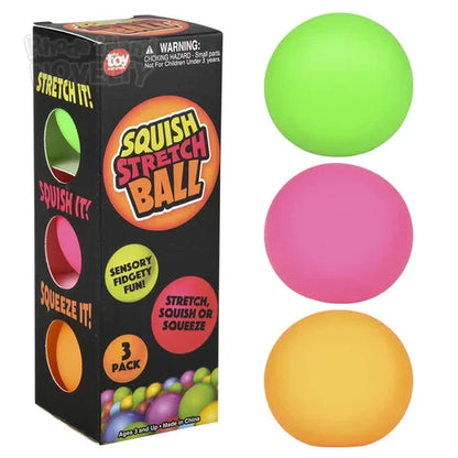 1.75" 45 mm Squish & Stretch Mini Gummi Ball 3 Pack Box