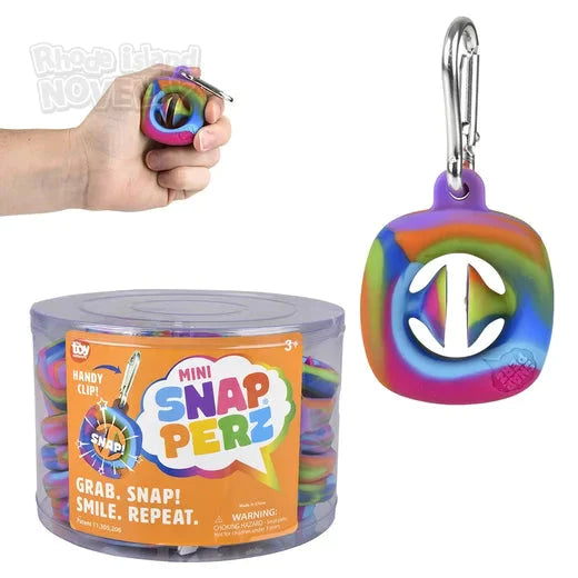 1.75" Mini Snapperz Fidget Toy Keychain Rainbow