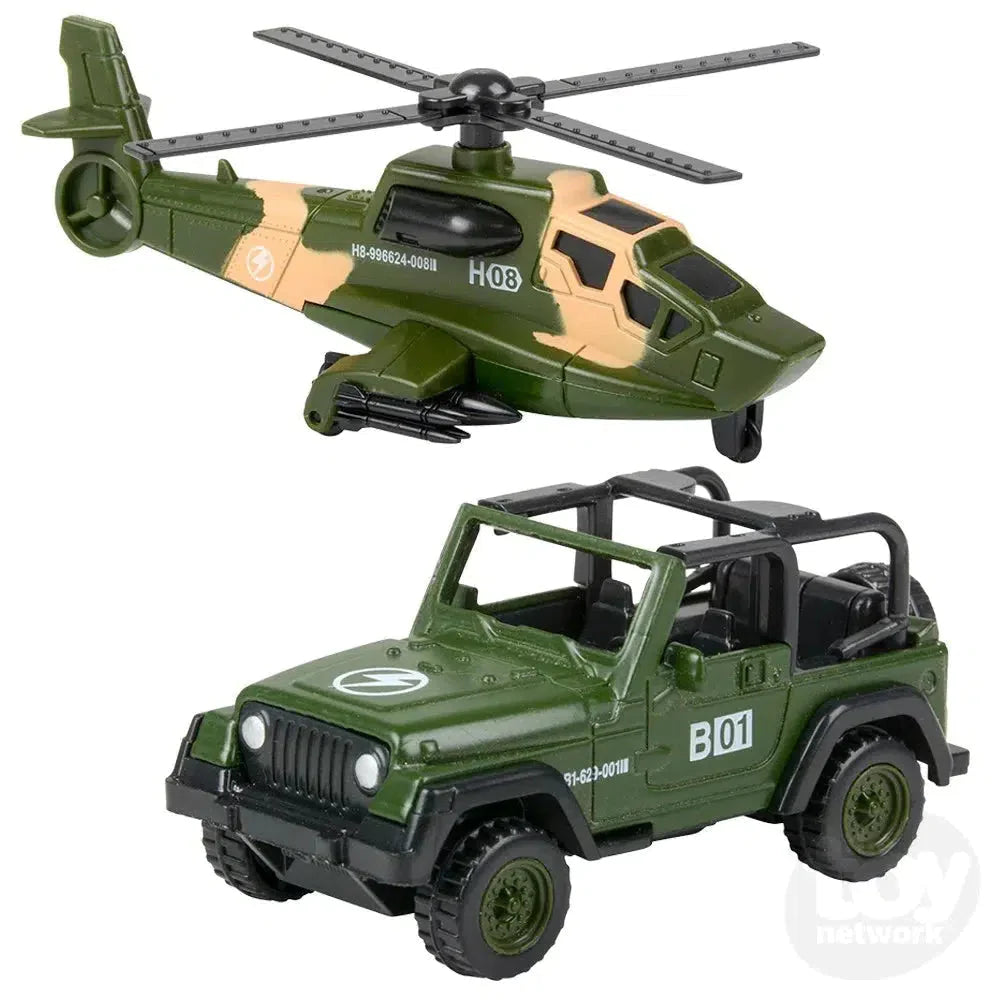 2 Piece Diecast Military Set Helicopter And Jeep