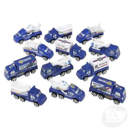 3" Pull Back Plastic Police Vehicle Set