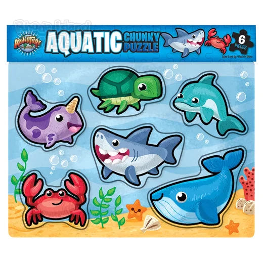 6 Piece Chunky Aquatic Theme Wooden Puzzle