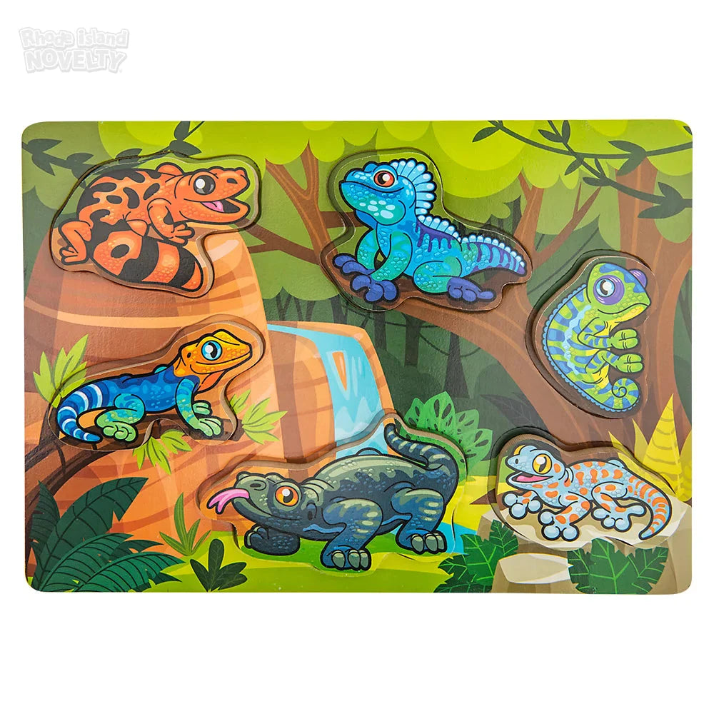 6 Piece Chunky Lizard Theme Wooden Puzzle