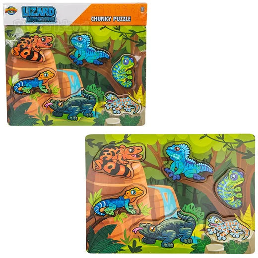 6 Piece Chunky Lizard Theme Wooden Puzzle