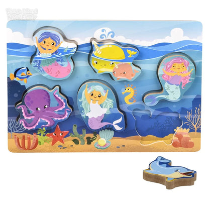 6 Piece Chunky Mermaid Wooden Puzzle