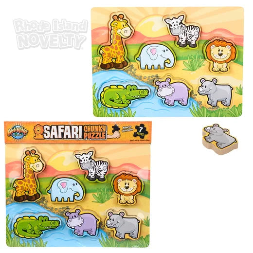 7 Piece Chunky Safari Toon Wooden Puzzle