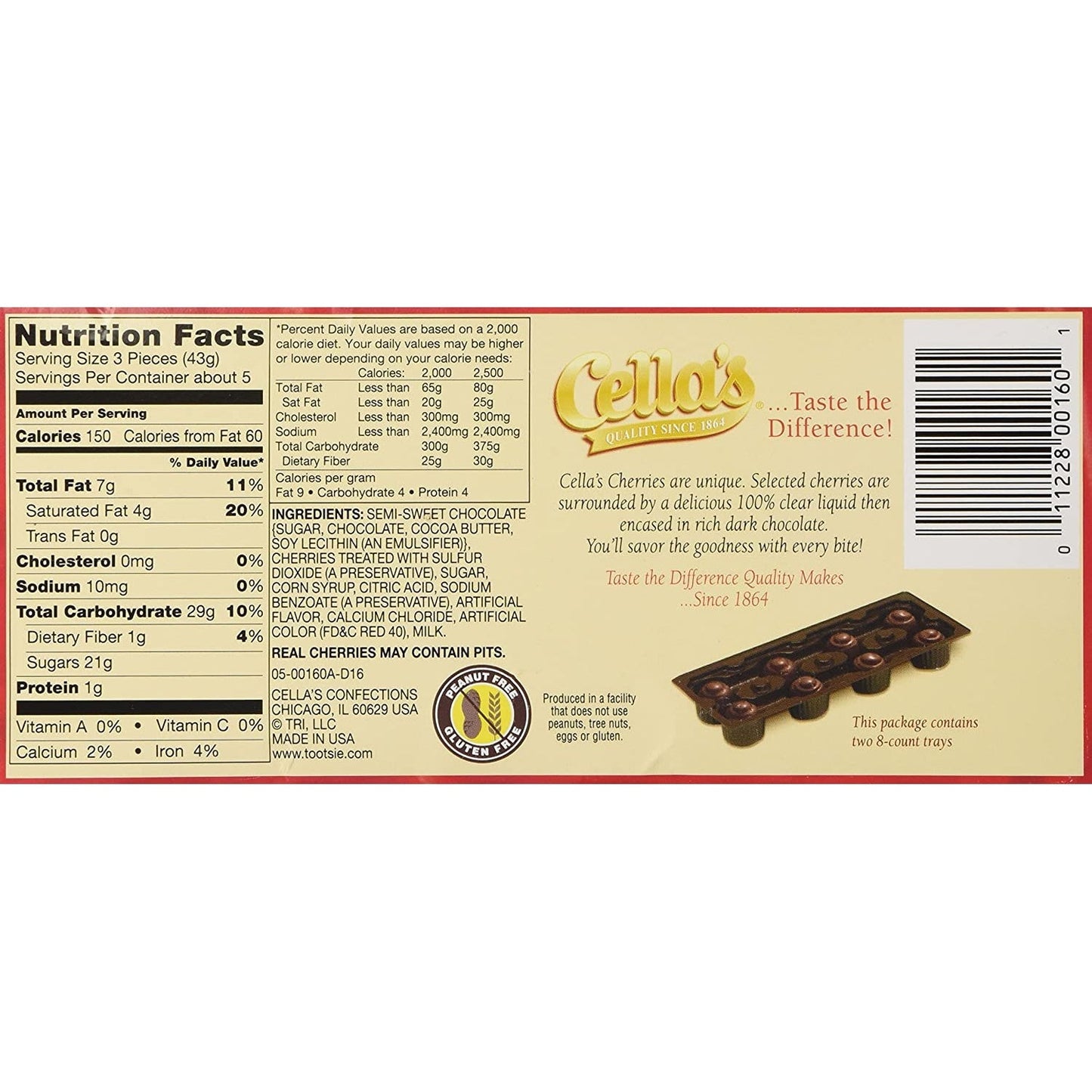 Cella's Dark Chocolate Covered Cherries 8 oz. Box