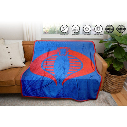 Hasbro G.I. Joe Cobra Symbol Blue 80's Cartoon Throw Blanket