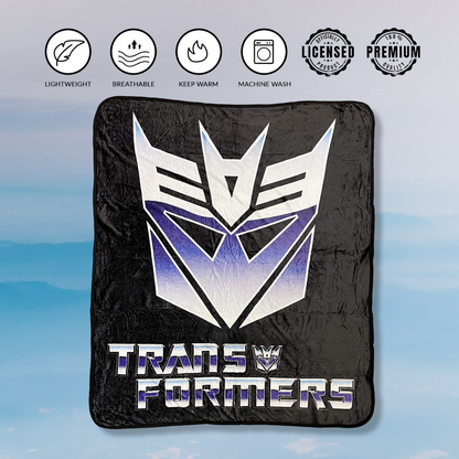 Hasbro Transformers Decepticon Symbol 80's Cartoon Fleece Throw Blanket