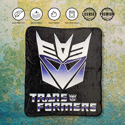 Hasbro Transformers Decepticon Symbol 80's Cartoon Fleece Throw Blanket