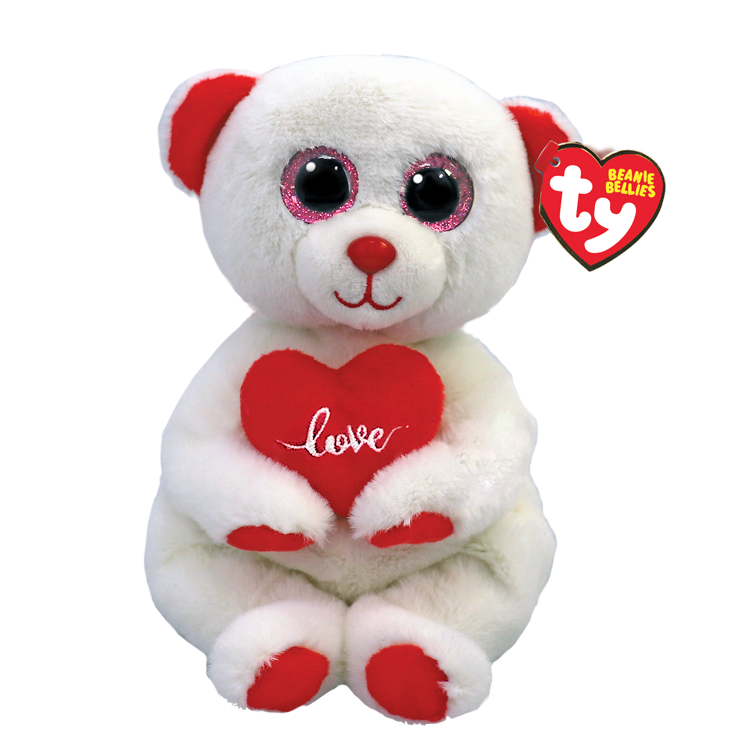 Beanie  Bellie - Desi Polar Bear with Heart - 8" Small