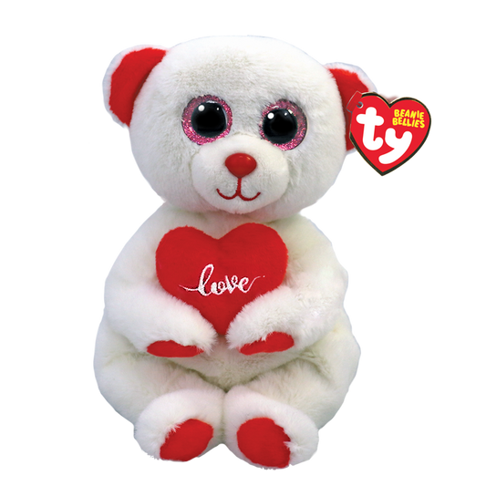 Beanie  Bellie - Desi Polar Bear with Heart - 8" Small