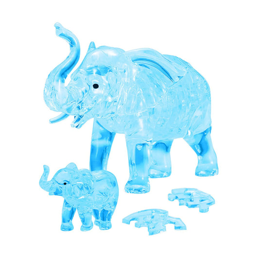 3D Crystal Puzzle - Elephant/Baby (blue)