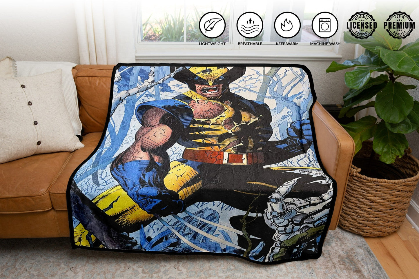 Marvel Wolverine Cover Jim Lee Fleece Throw Blanket