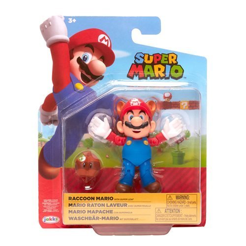 World of Nintendo 4" Action Figure - Raccoon Mario with Super Leaf