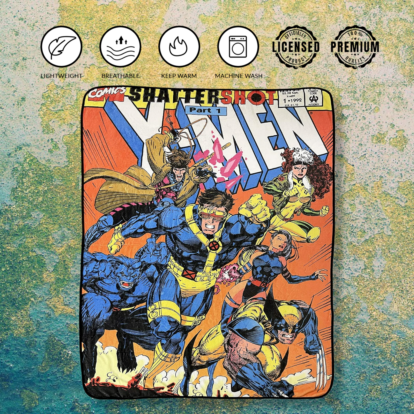 Marvel X-Men 90's Shattershot Fleece Throw Blanket