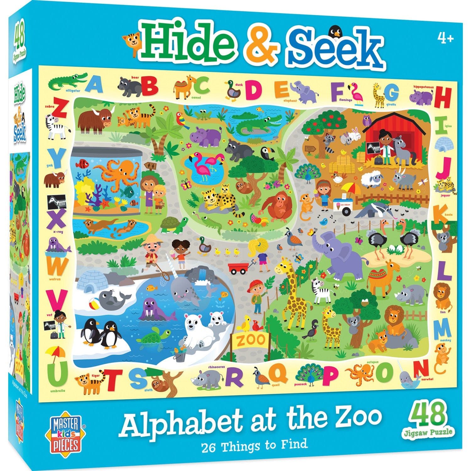 Hide & Seek - Alphabet at the Zoo 48 Piece Jigsaw Puzzle – Super