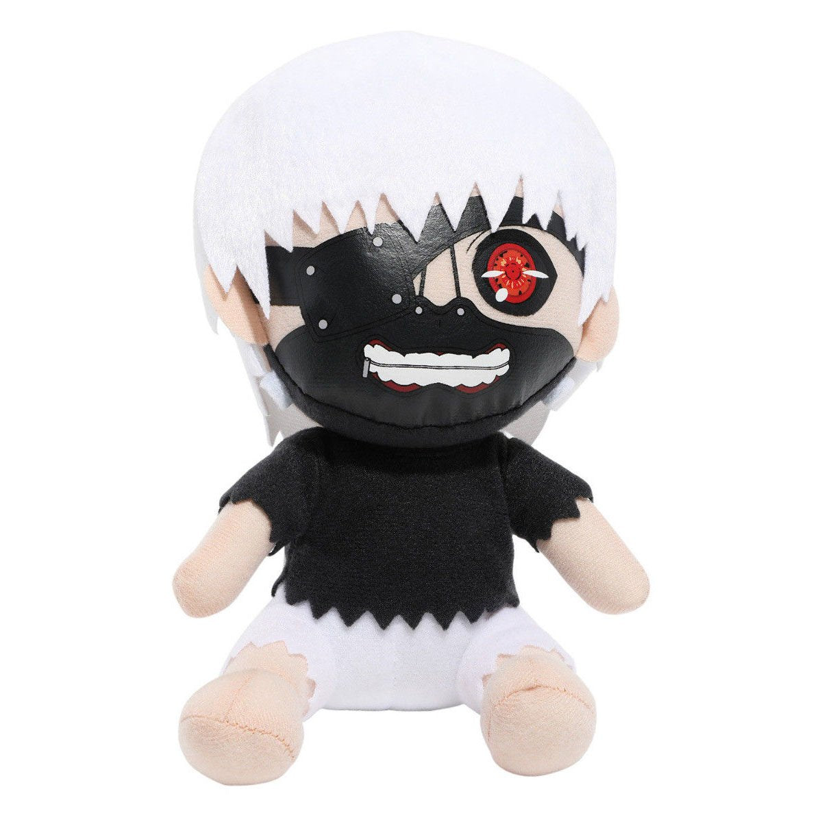 Great Eastern Tokyo Ghoul: Mask Kaneki White Hair Sitting Pose Plush, 7" - Super Anime Store FREE SHIPPING FAST SHIPPING USA