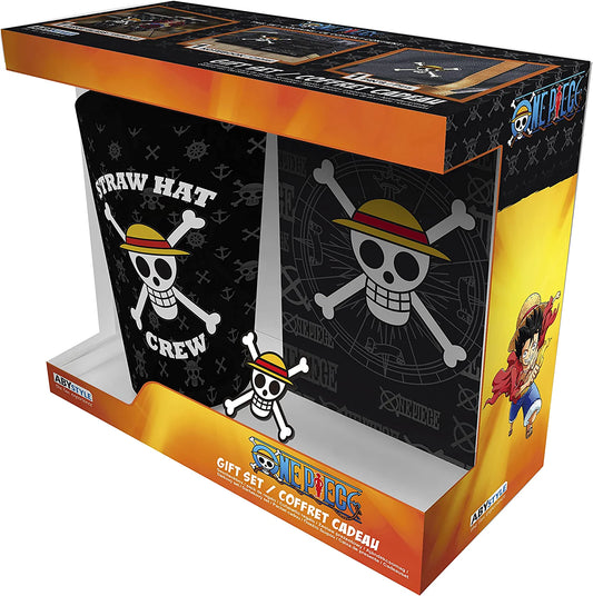 ONE PIECE - Skull Glass + Pin + Notebook Gift set