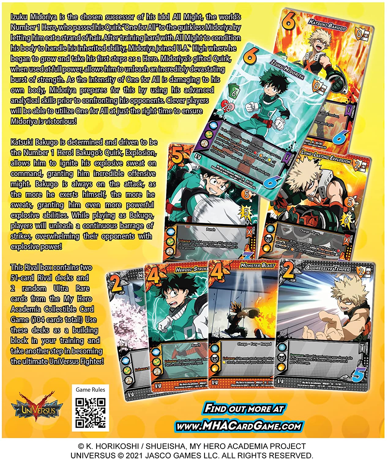 My Hero Academia Collectible Card Game Izuku Midoriya vs. Katsuki Two Player Rival Decks | Trading Card Game for Adults and Teens | Ages 14+ | 2 Players | Avg. Playtime 45+ Mins |
