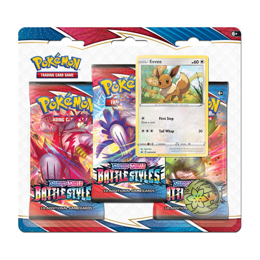 Pokémon TCG: Sword & Shield-Battle Styles 3 Booster Packs, Coin & Eevee Promo Card Super Anime Store