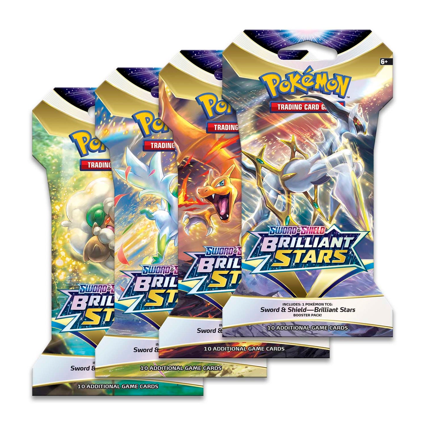 Pokémon TCG: Sword &amp; Shield-Brilliant Stars Sleeved Booster Pack (10 tarjetas) 