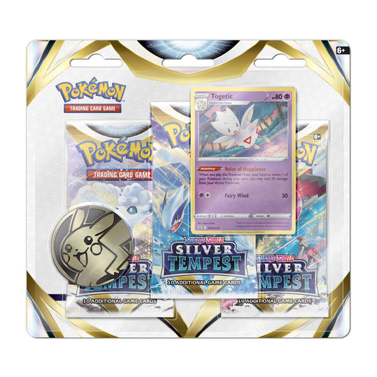 Pokémon TCG: Sword & Shield-Silver Tempest 3 Booster Packs, Coin (1 Blister)